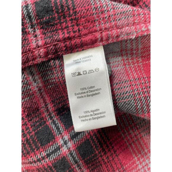 JACHS Heritage Flannel Mens XL Shirt Red Gray Plaid Button Up Long Sleeve Casual - Picture 3 of 13